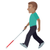 👨🏽‍🦯 man with white cane: medium skin tone display on JoyPixels